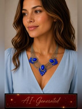 White House Black Market 7 strand adjustable Blue Necklace